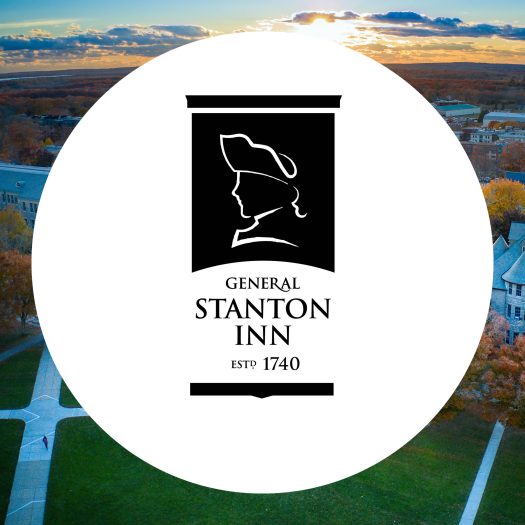 The General Stanton Inn logo. Black and white silhouette. Words that read: General Stanton Inn Established 1740
